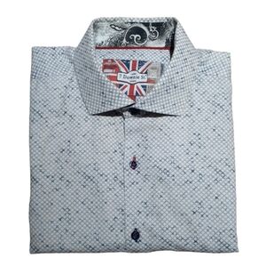 7 Downie St London Couture Men's Short Sleeve Button Down Size 5 (Large)